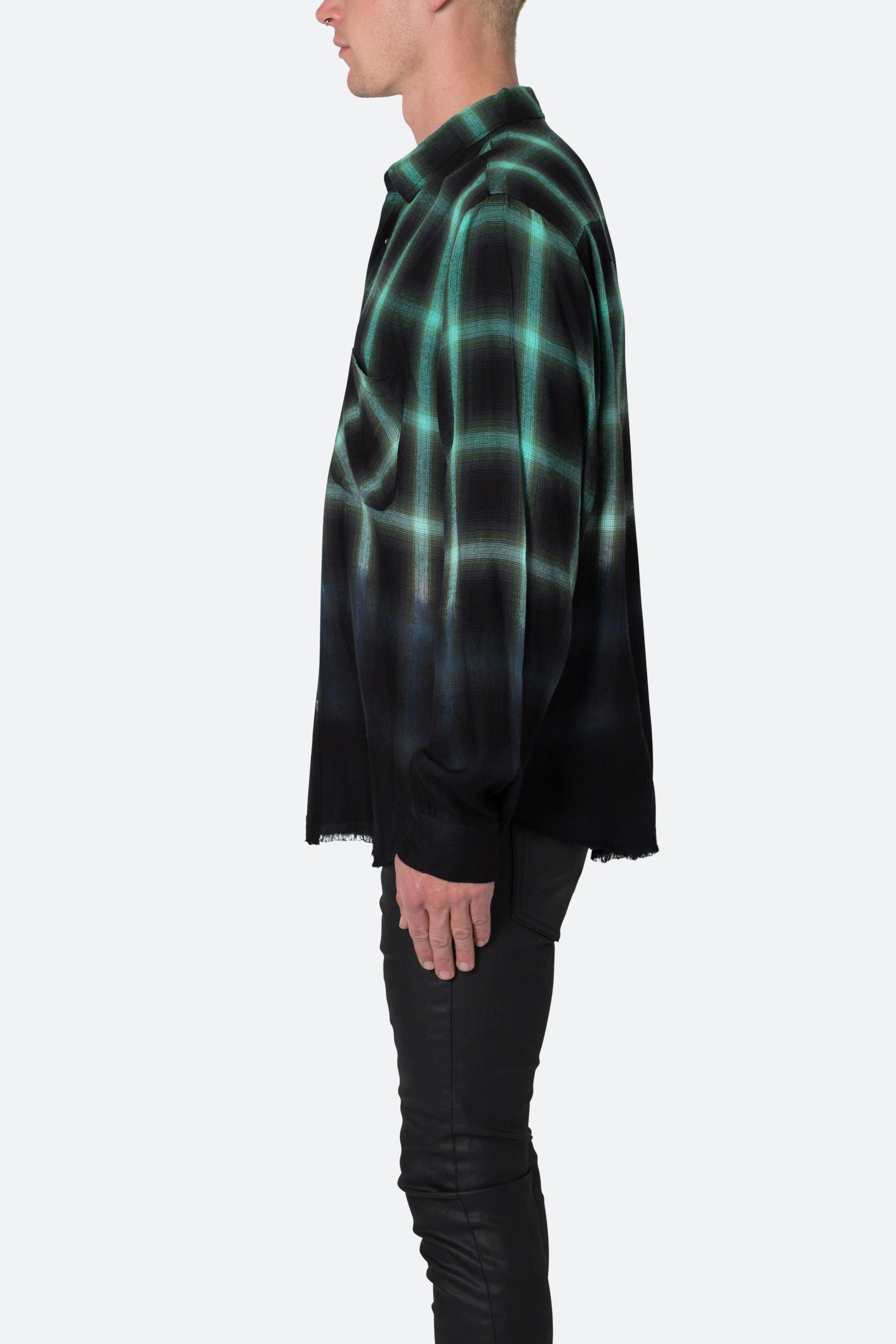 Ombre Flannel Shirt - Black/Green Product Image