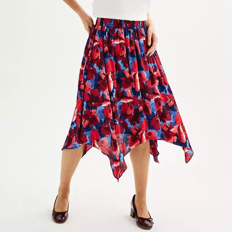 Womens Draper James Floral Print Midi Bandana Skirt Red Floral product image