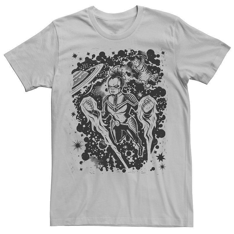 Mens Marvel Captain Marvel Woodcut Portrait Tee Product Image