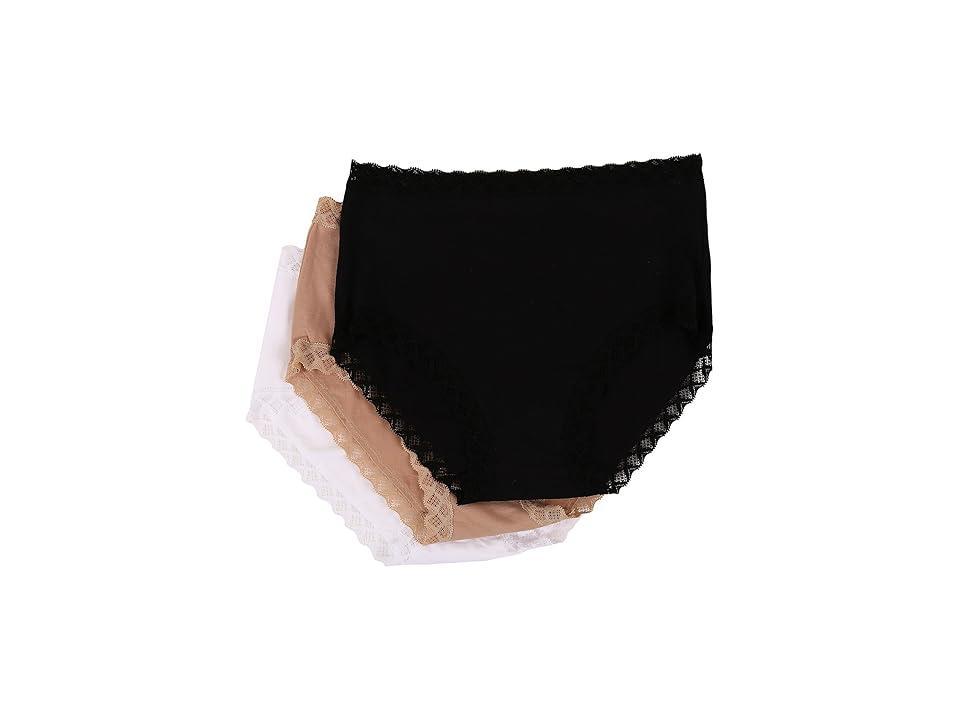 Natori Bliss Full Brief 3-Pack Cafe/White) Women's Underwear Product Image