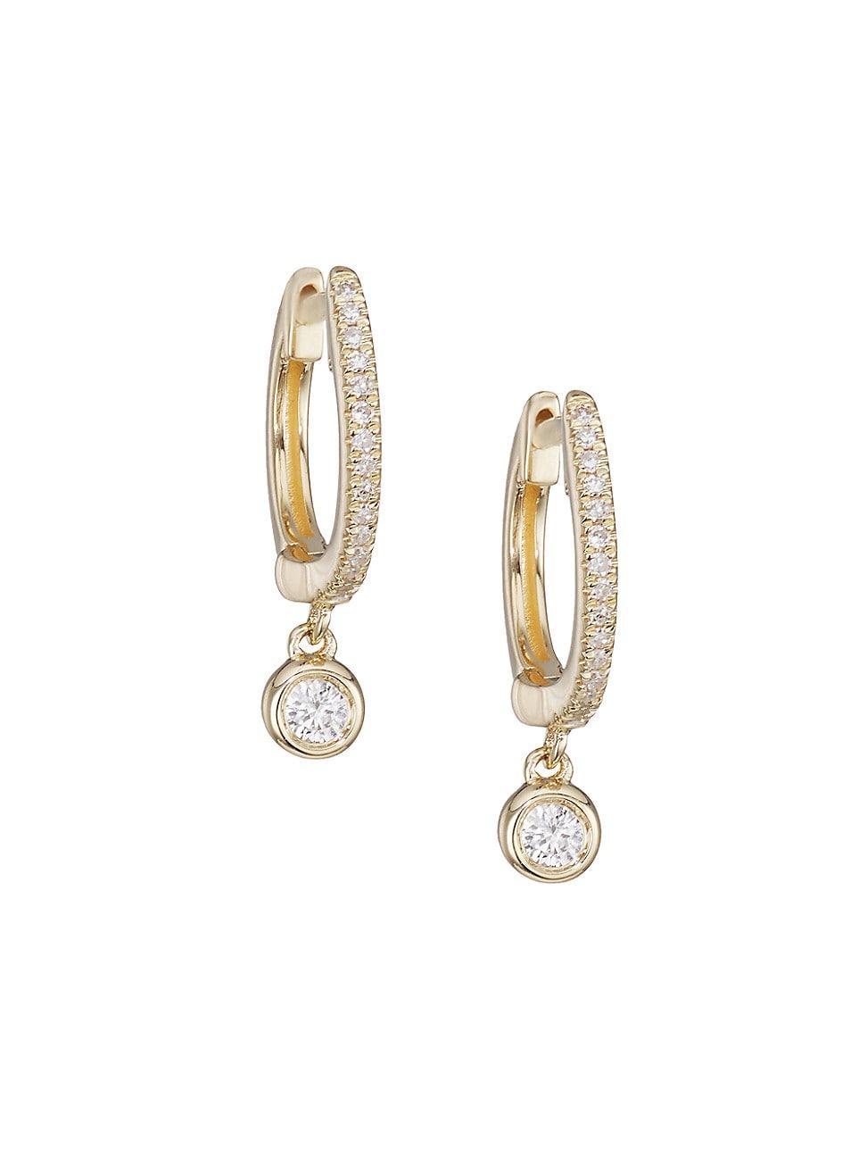 Womens 14K Yellow Gold & 0.14 TCW Diamond Drop Earrings Product Image