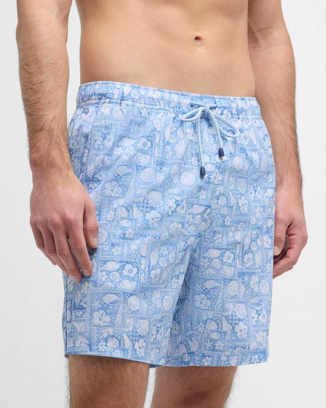 Mens Shell Patchwork Swim Trunks Product Image