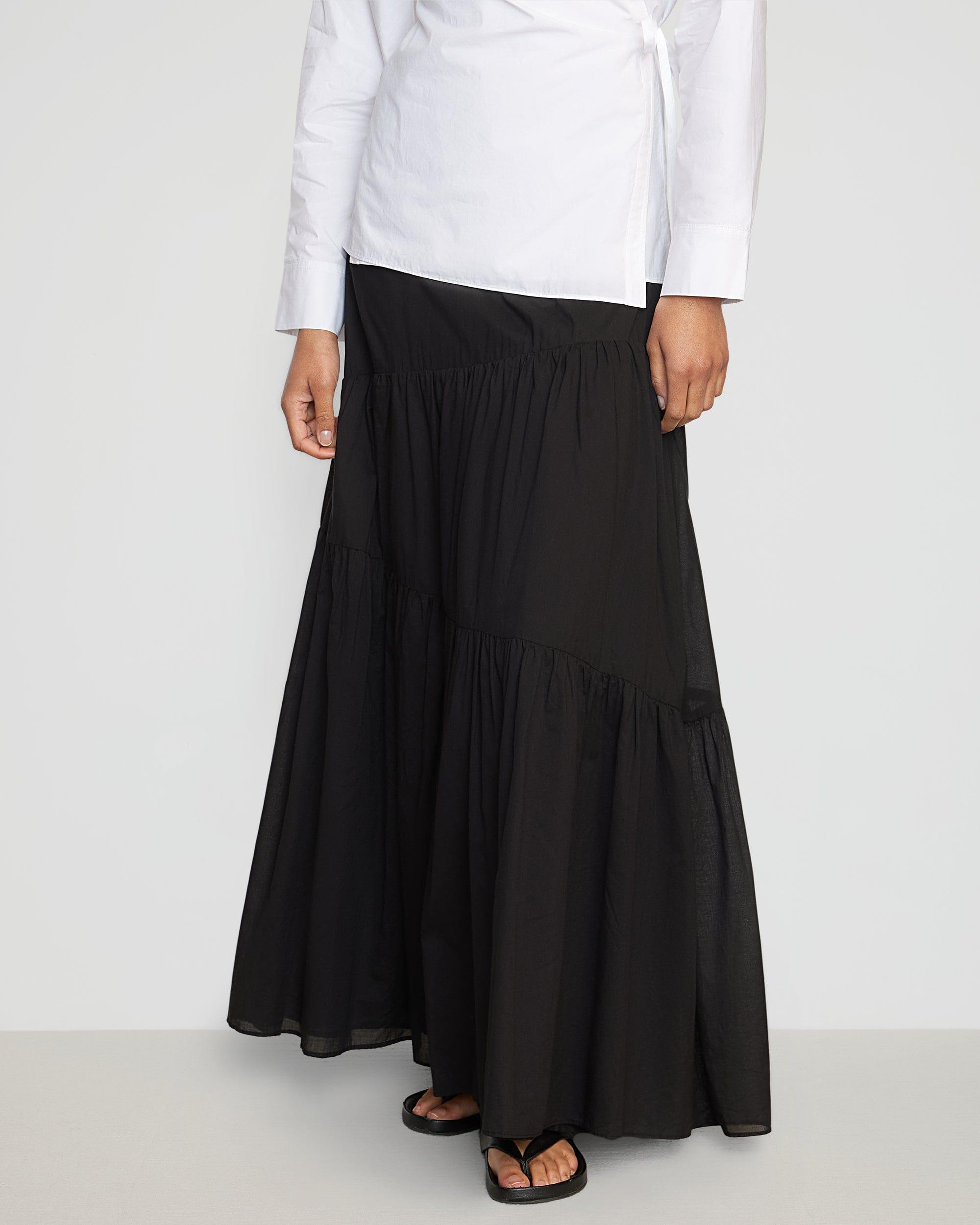 Runa Tiered Cotton Maxi Skirt Product Image