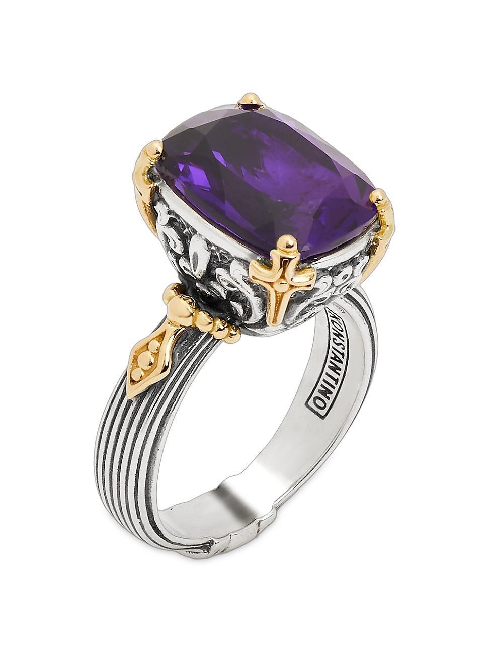 Womens Delos 2.0 Core 18K Gold, Sterling Silver & Amethyst Ring Product Image