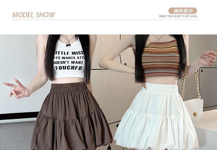 High Rise Plain Bubble Mini A-Line Skirt Product Image