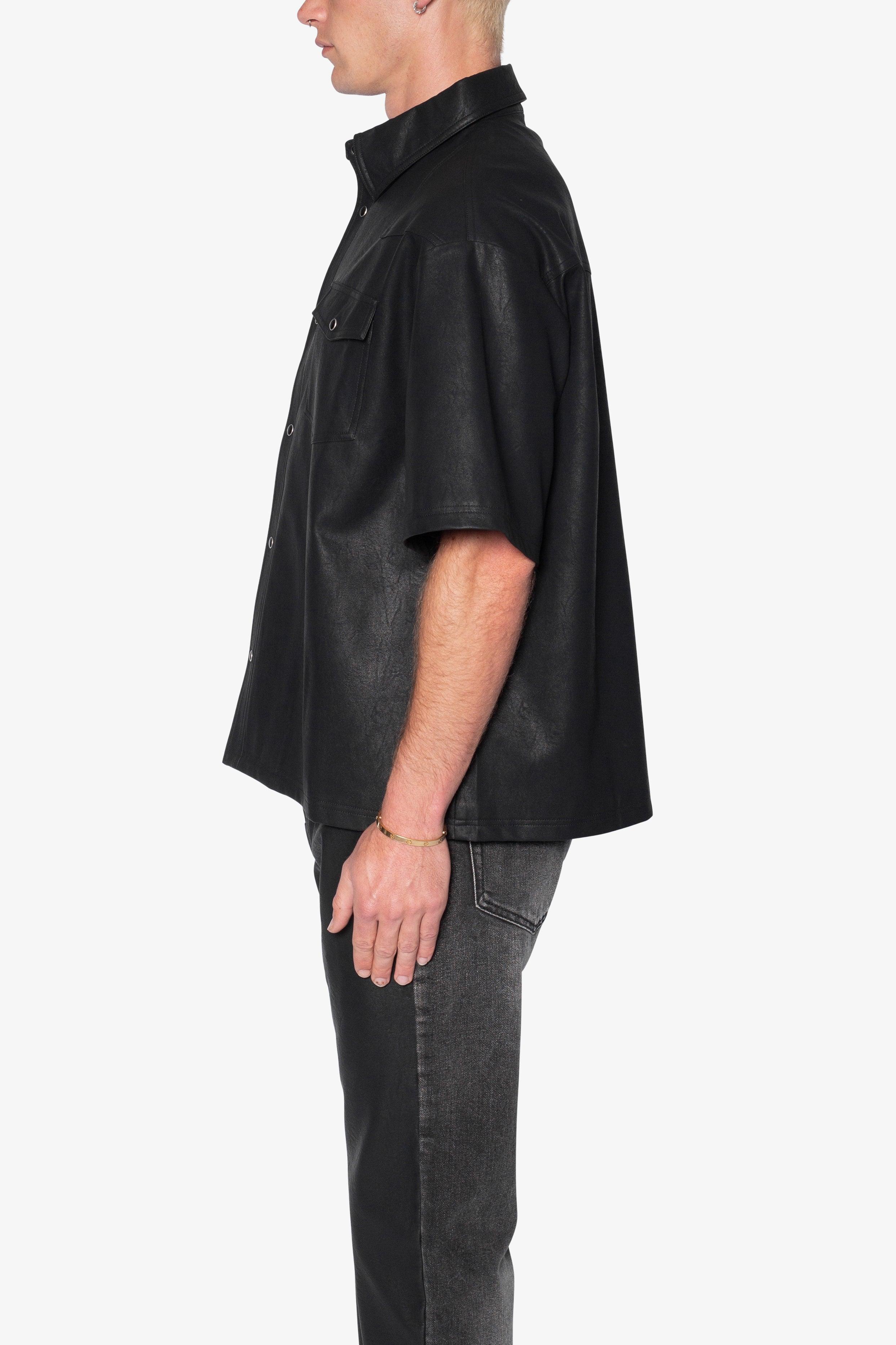 Leather S/S Shirt - Black Product Image