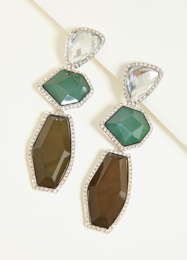 Plus Size Tiered Crystal And Stone Earrings Ashley Stewart Product Image