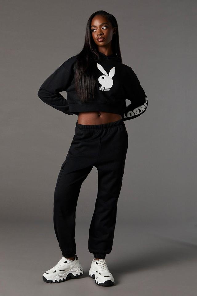 Playboy Graphic Fleece Cropped Hoodie Female Product Image