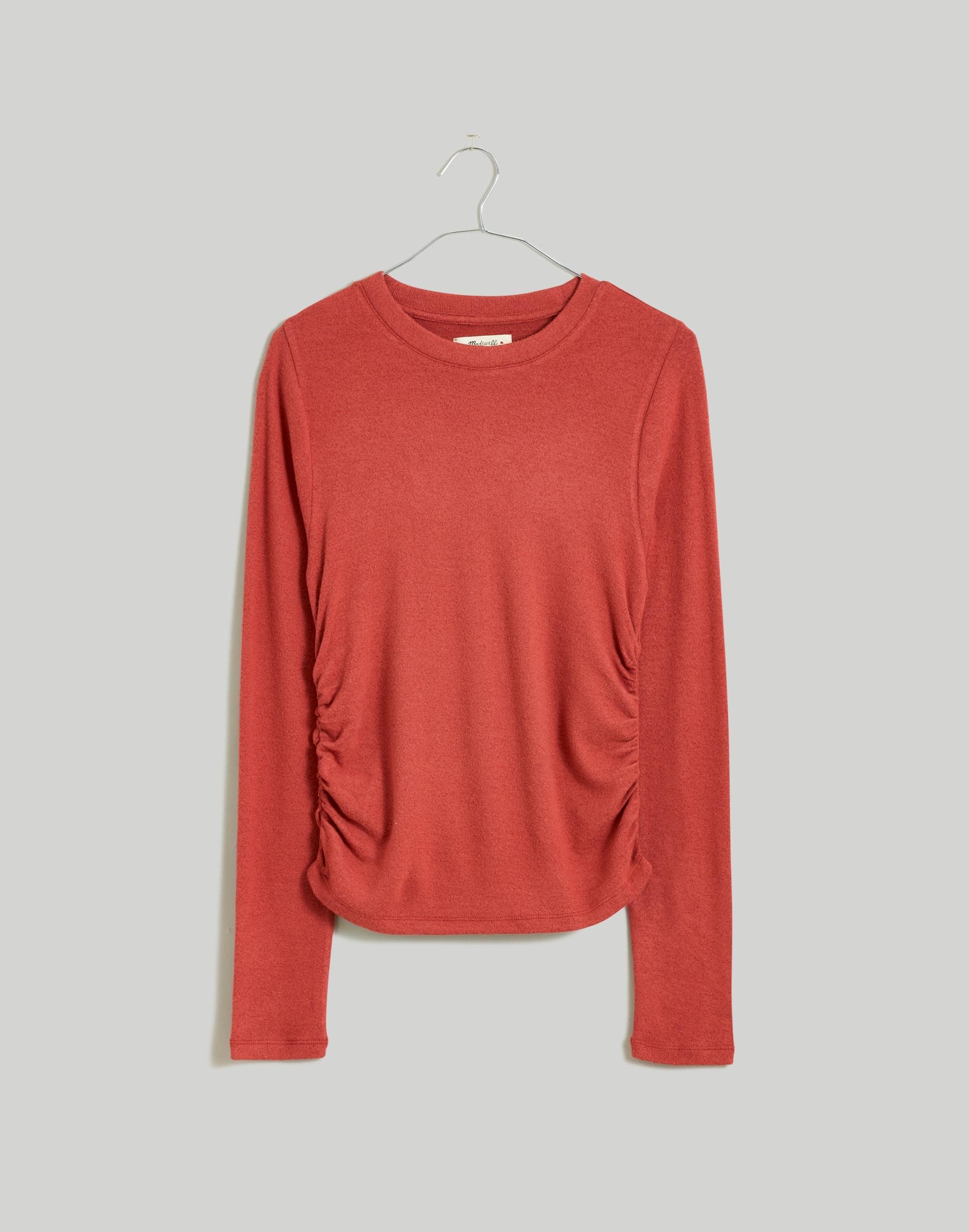 Brushed Jersey Ruched Long-Sleeve Tee Product Image