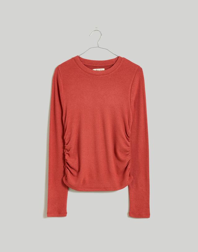 Brushed Jersey Ruched Long-Sleeve Tee Product Image