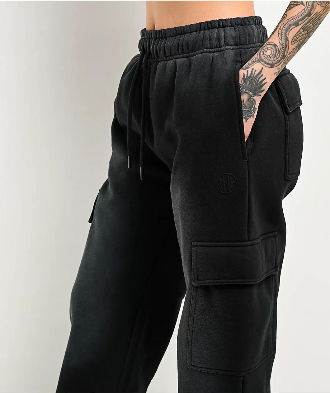 Ninth Hall Fundamentals Koa Black Sunbleached Relaxed Cargo Sweatpants Product Image