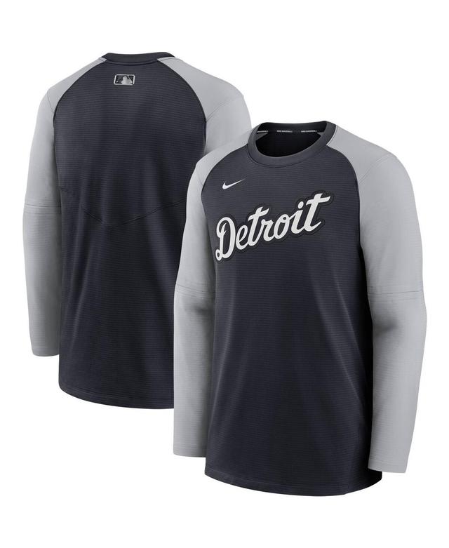 Mens Nike Navy and Gray Detroit Tigers Authentic Collection Pregame Performance Raglan Pullover Sweatshirt - Navy Product Image