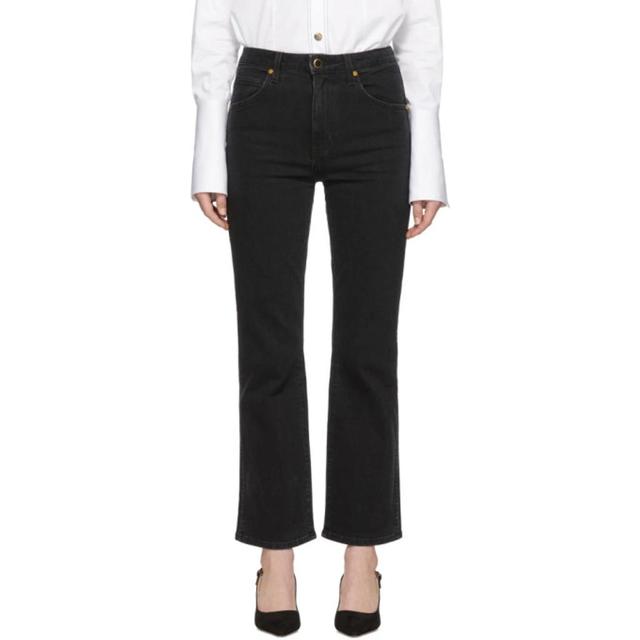 KHAITE Vivian Cropped High-rise Bootcut Jeans In Black Rinse Product Image