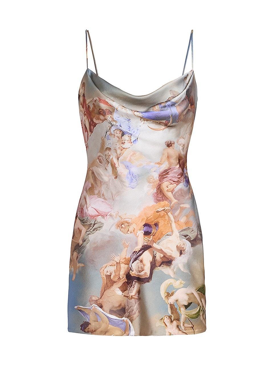 Womens Angel-Print Satin Minidress Product Image