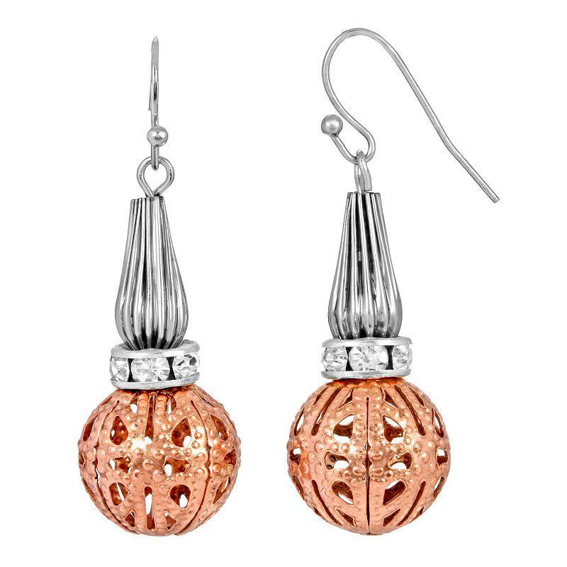 1928 Two-Tone Filigree Bead Drop Earrings, Womens, Multi Product Image