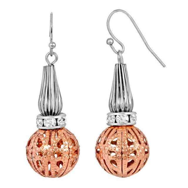 1928 Two-Tone Filigree Bead Drop Earrings, Womens, Multi Product Image