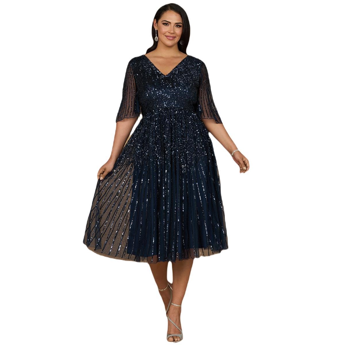 Lara Womens Flowing, Sequin Midi Dress with Short Sleeves Product Image