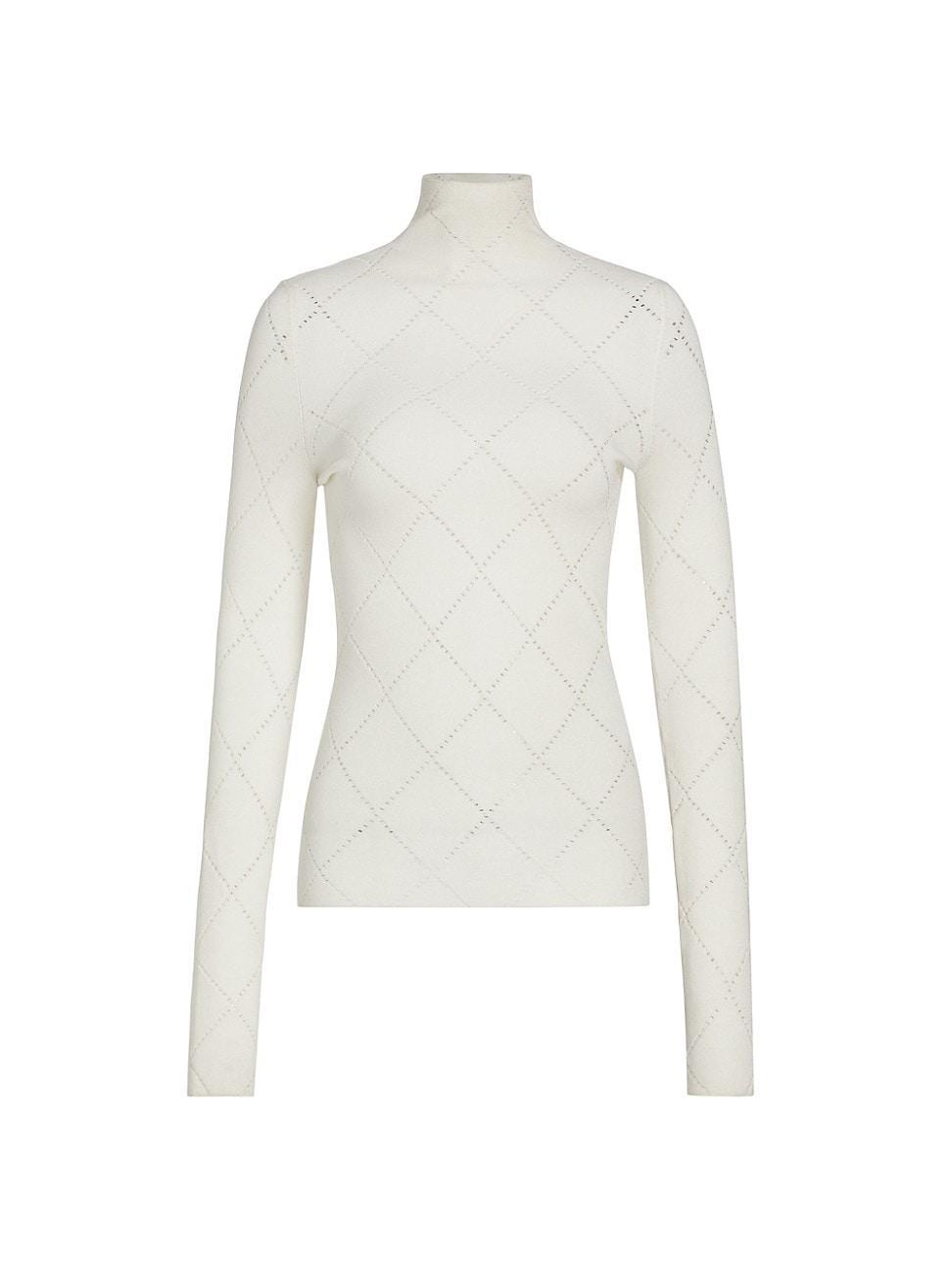 Proenza Schouler White Label Pointelle Diamonds Turtleneck Sweater Product Image