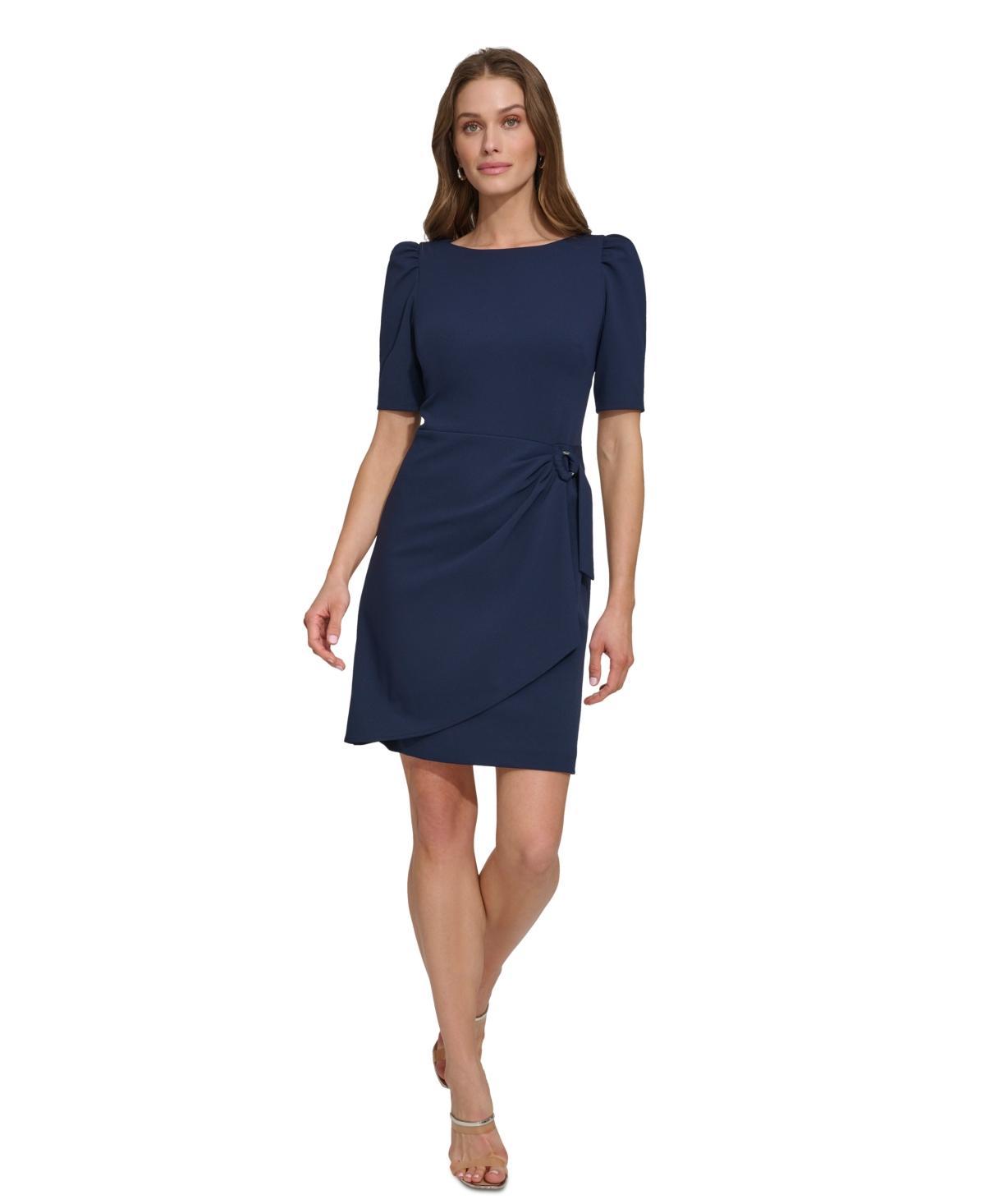 Dkny Womens Puff-Sleeve Scuba Crepe Sheath Dress Product Image