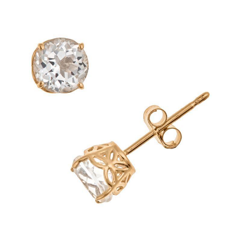 Celebration Gems 14k Gold White Topaz Stud Earrings, Womens Product Image