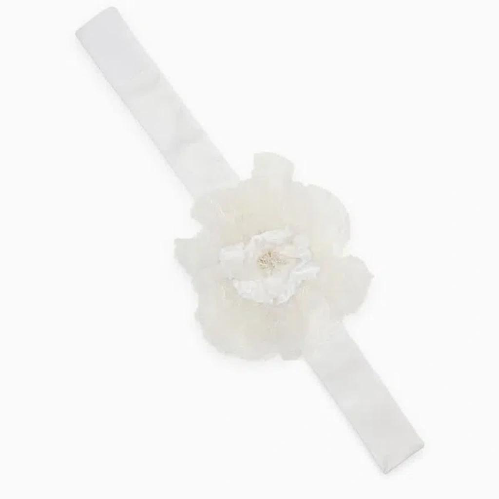 Dolce&gabbana White Choker With Silk Blend Flower Women Product Image