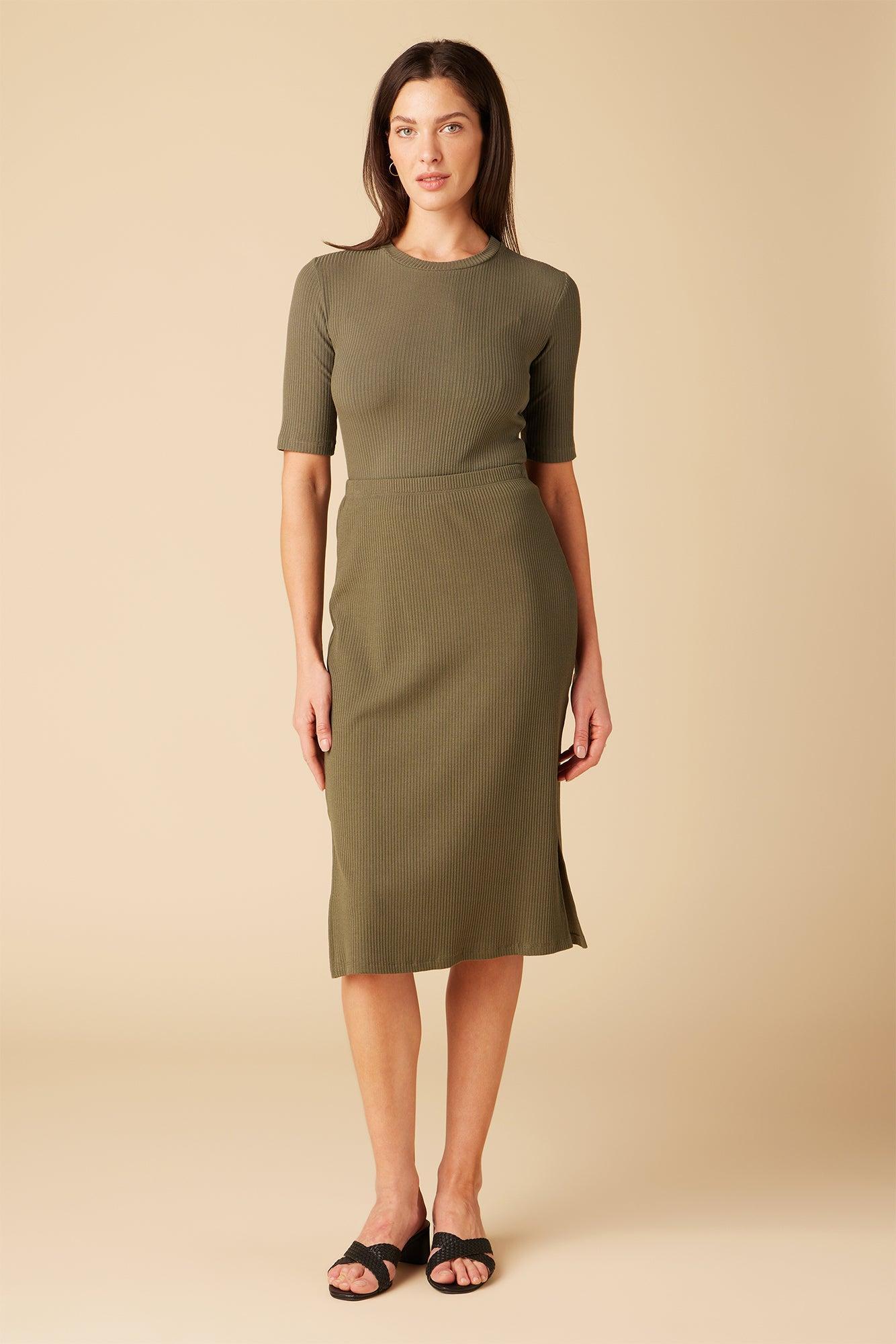 Vindy Paris Rib Skirt - Calla Green Product Image