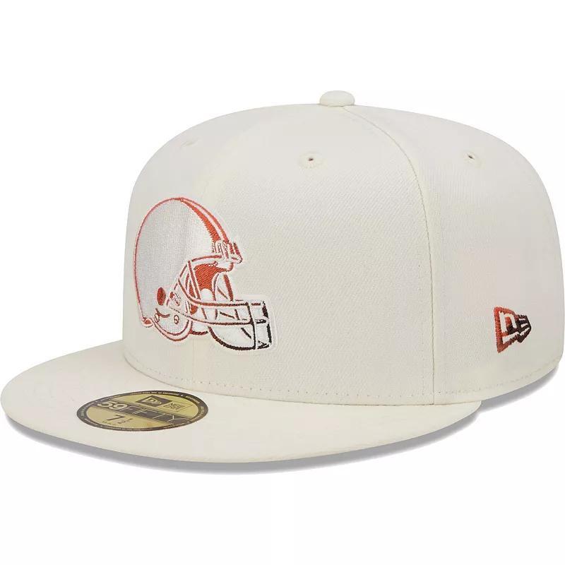 Mens New Era Cream Cleveland Browns Chrome Dim 59FIFTY Fitted Hat Product Image