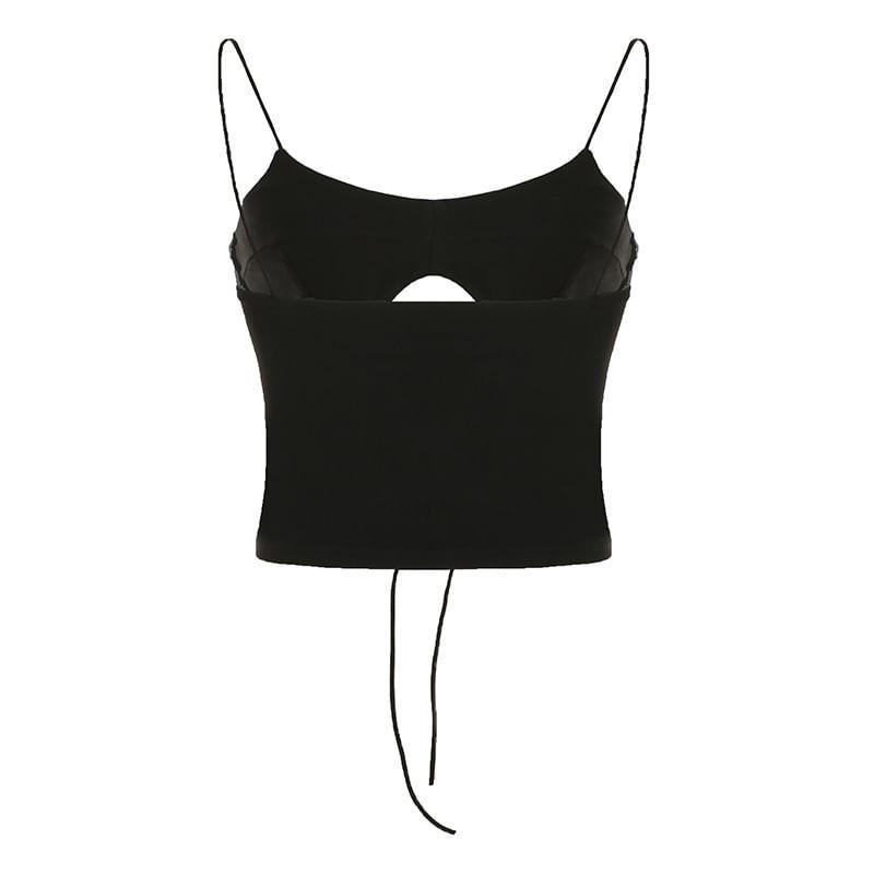 Plain Faux Leather Slim-Fit Crop Camisole Top Product Image