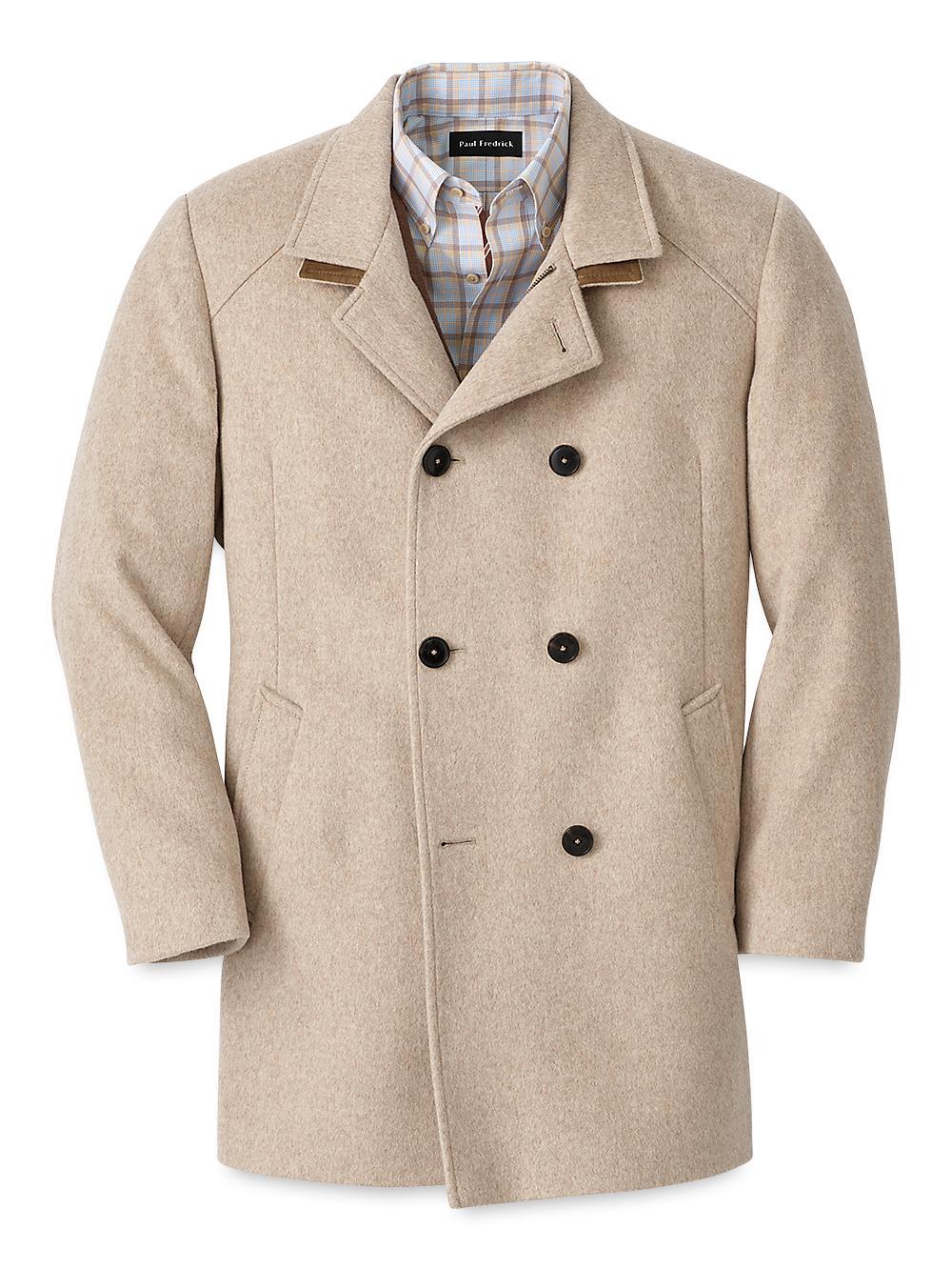 Wool Double Breasted Car Coat - Oatmeal Product Image