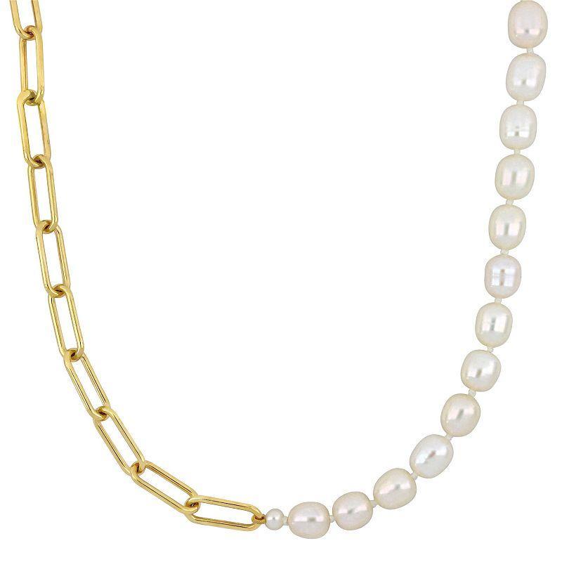 Stella Grace 18k Gold Over Silver Freshwater Cultured Pearl Link Chain Necklace, Womens 18k Gold Plated Product Image