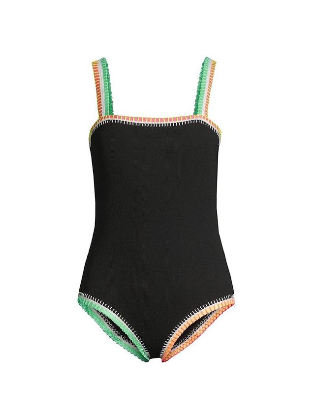 Womens Crochet-Trim One-Piece Swimsuit Product Image