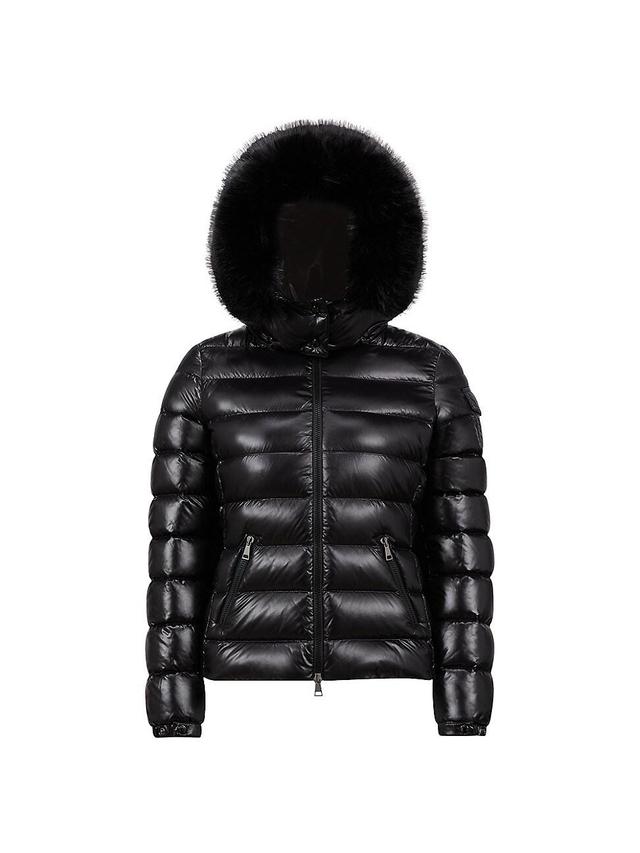 Womens Short Down Jacket with Faux Fur Trim Product Image