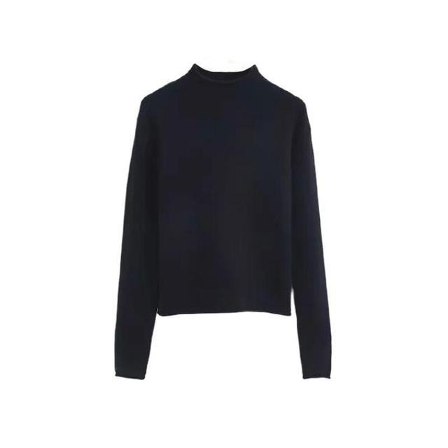 Mock Neck Plain Sweater Product Image