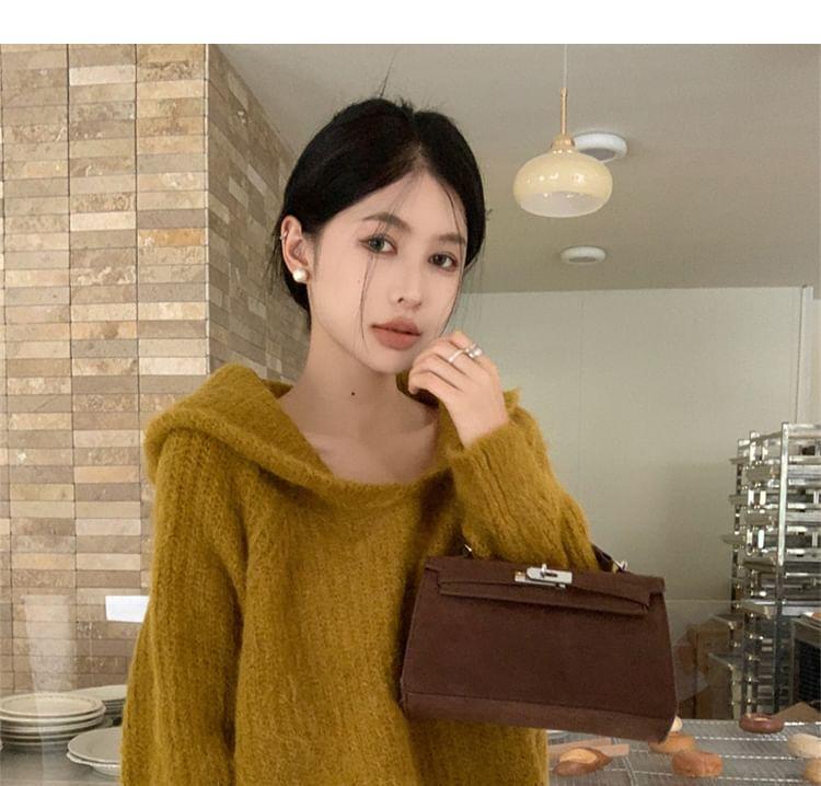 Shawl Collar Plain Sweater Product Image