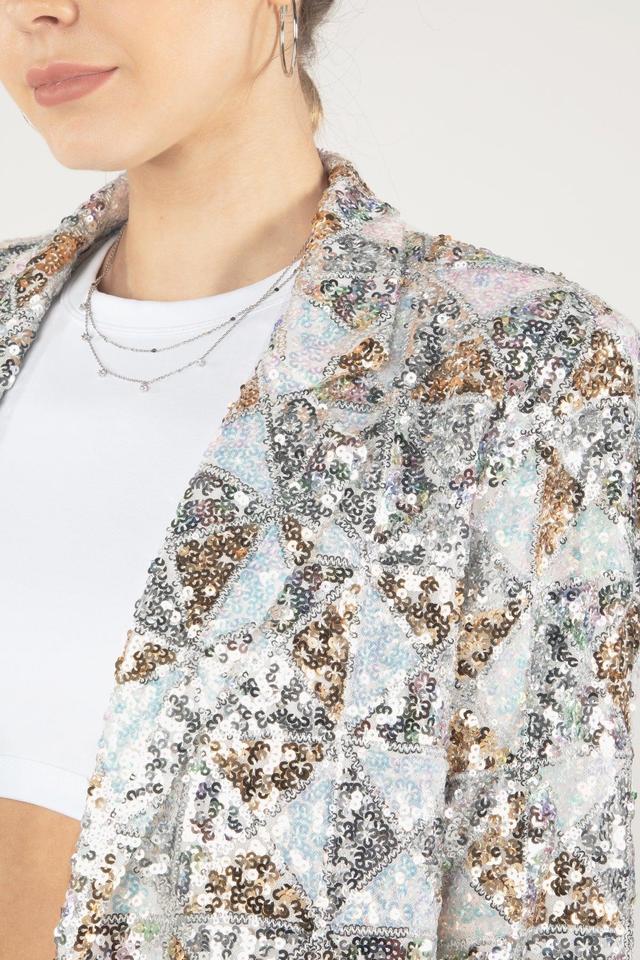 Geometric Multi-Sequin Blazer Product Image