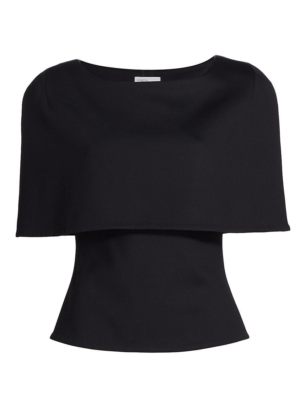 Womens Scuba Short-Sleeve Cape Top Product Image