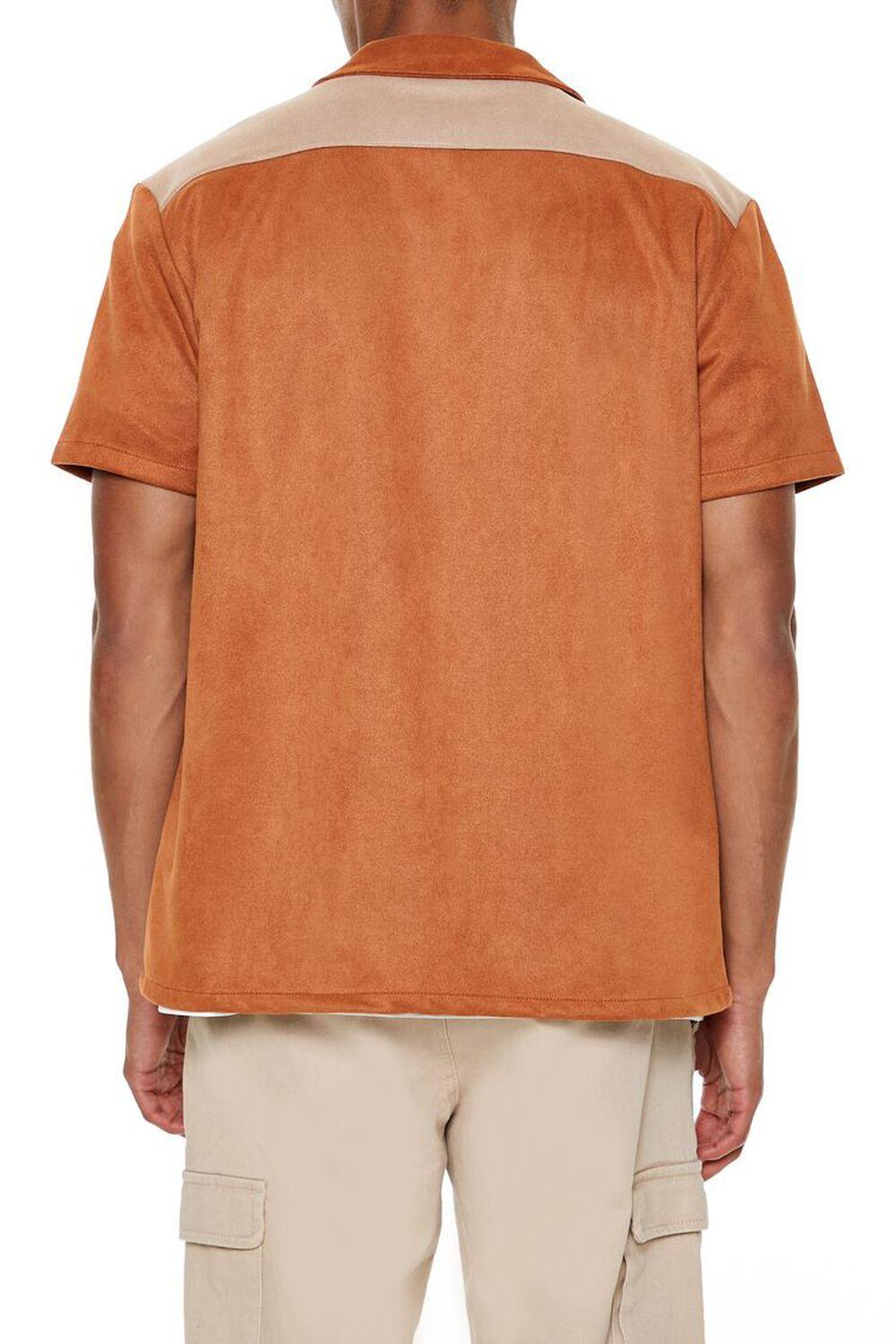 Faux Suede Colorblock Button-Front Shirt | Forever 21 Product Image