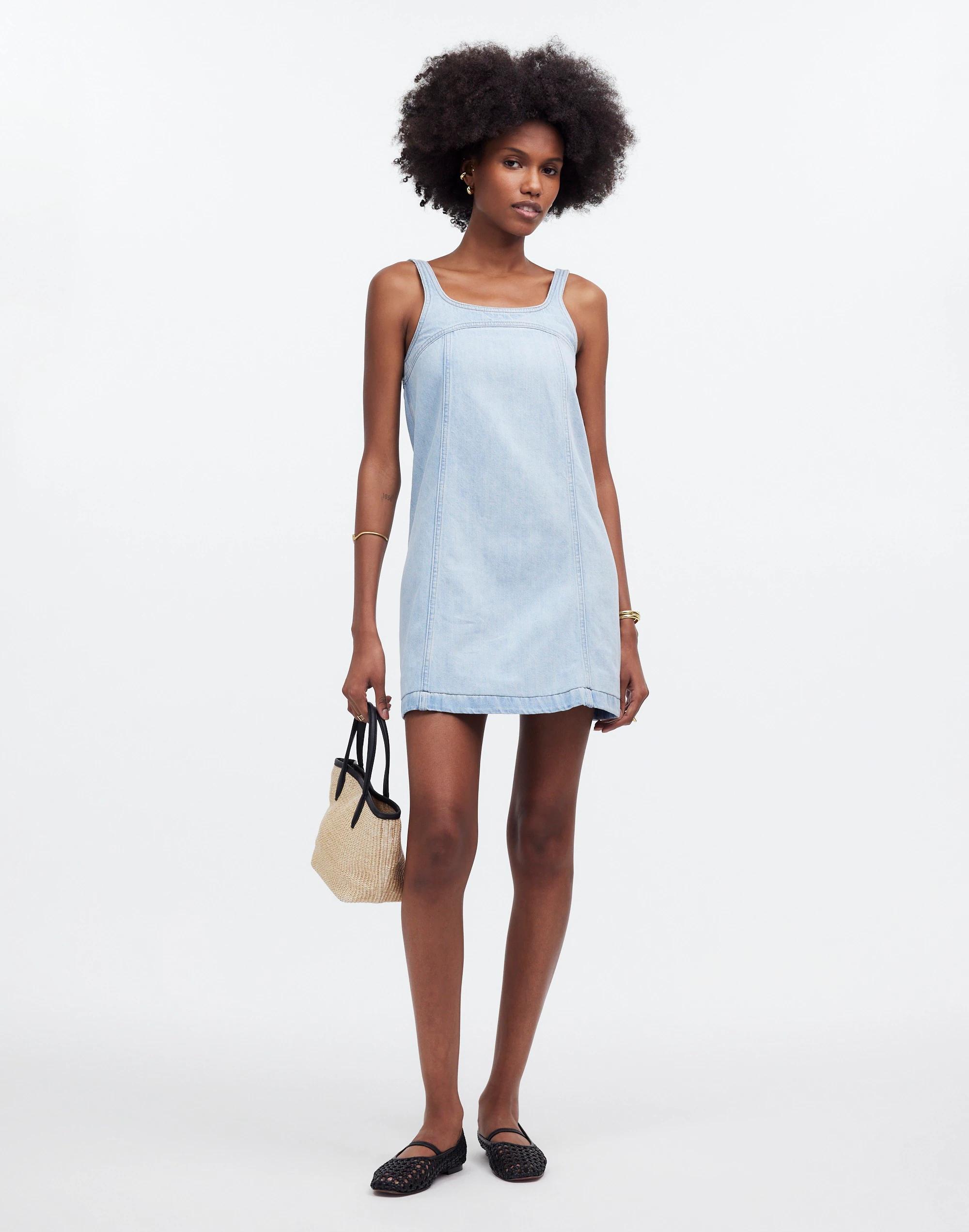 Denim A-Line Sleeveless Mini Dress in Fitzgerald Wash product image