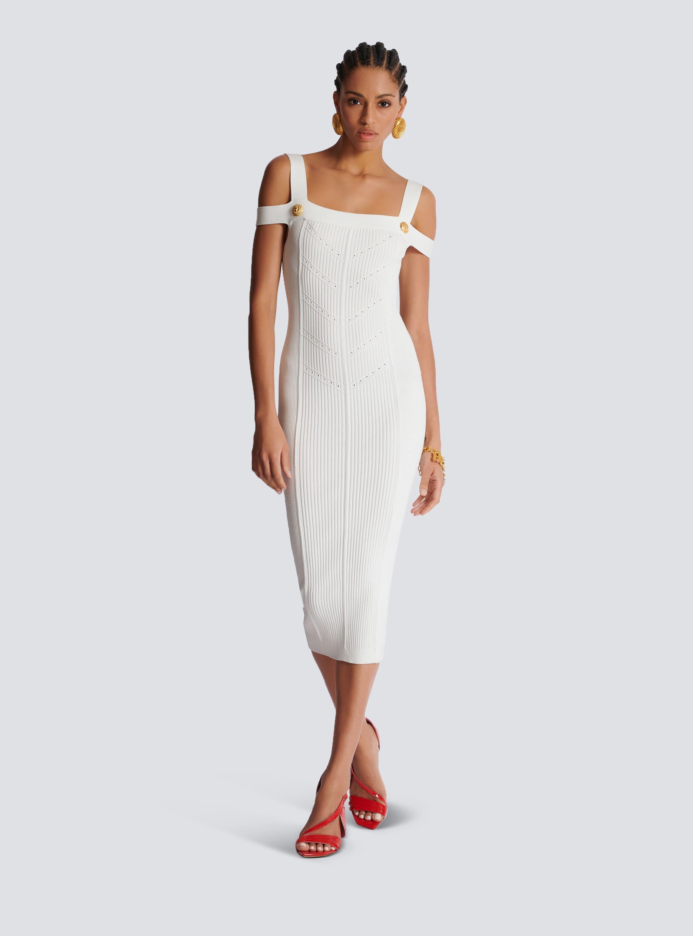 Knit midi dress with double straps Product Image