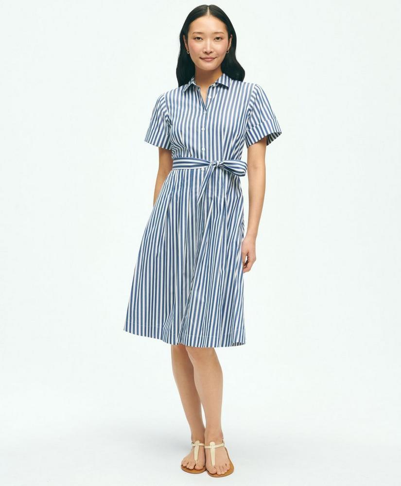 Striped Belted Shirt Dress In Cotton Product Image