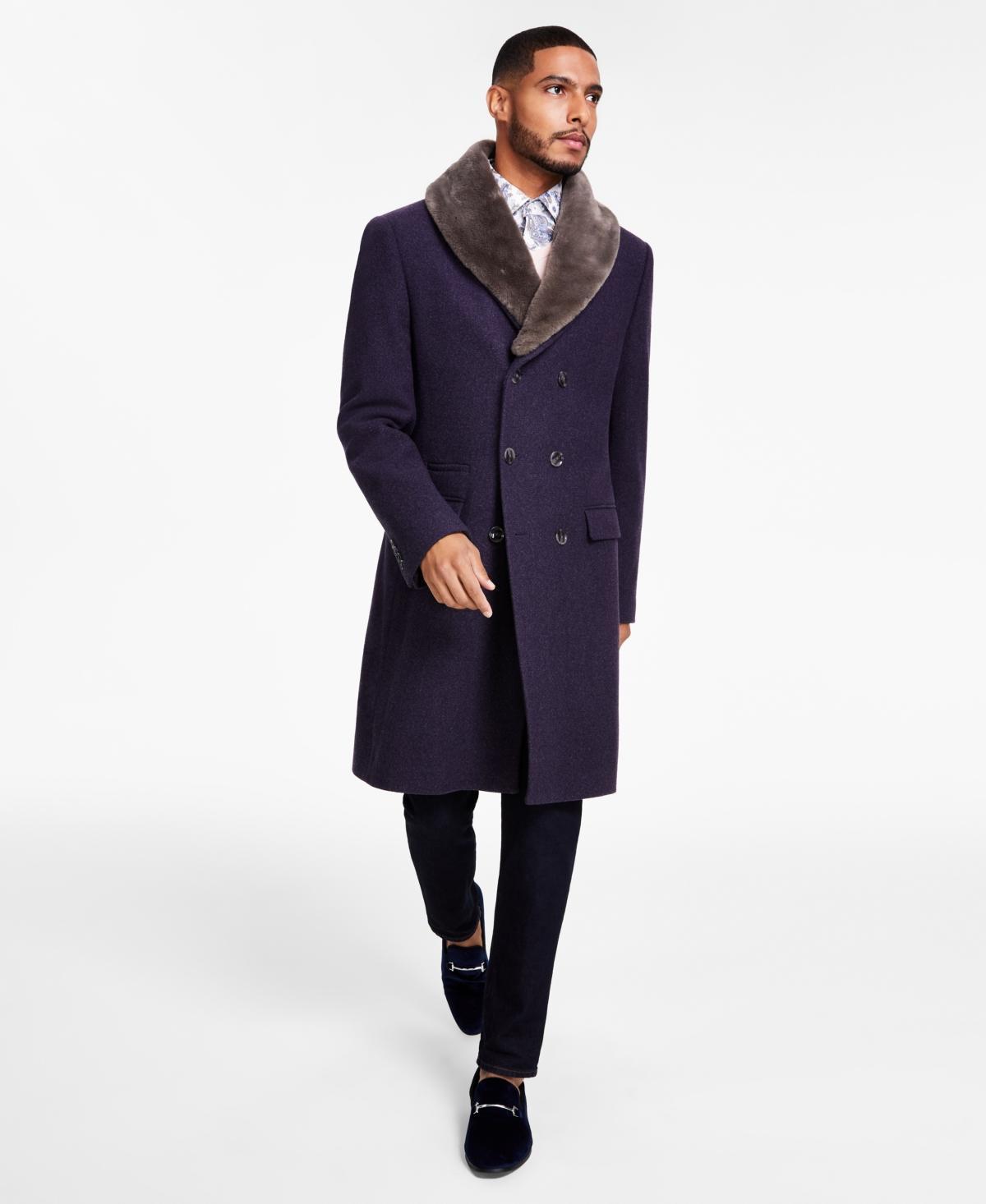 Tayion Collection Mens Classic-Fit Double-Breasted Wool Blend Overcoats Product Image