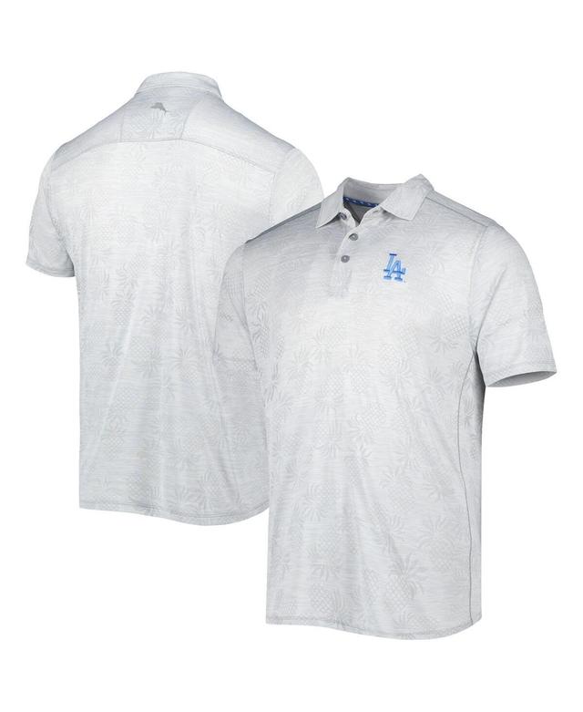 Mens Tommy Bahama Gray Los Angeles Dodgers IslandZone Pineapple Palm Coast Polo Shirt Product Image