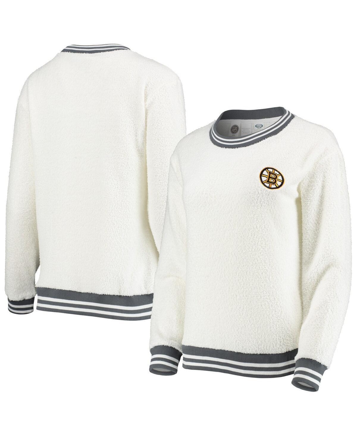 Womens Concepts Sport Cream/Charcoal Boston Bruins Granite Sherpa Pullover Sweatshirt product image