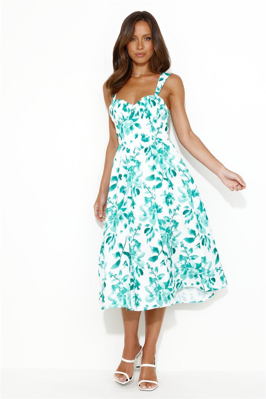 Retro Spin Midi Dress Green Product Image