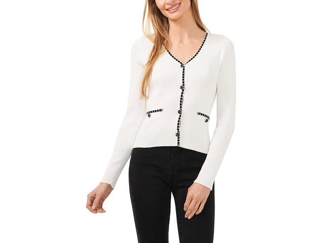 CeCe Cropped Pocket Detail Cardigan (Antique ) Women's Sweater Product Image