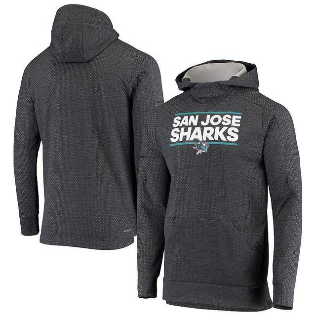 Mens adidas Charcoal San Jose Sharks Squad climalite Pullover Hoodie Product Image