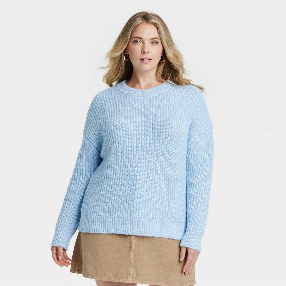 Womens Crewneck Pullover Sweater - Universal Thread Blue 1X Product Image