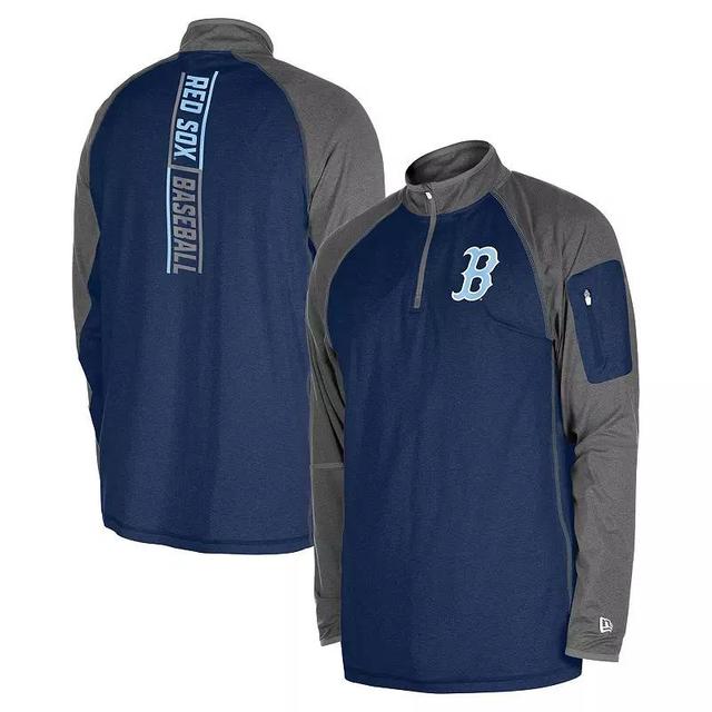 Mens New Era Boston Red Sox Fathers Day Raglan Quarter-Zip Top Blue Product Image