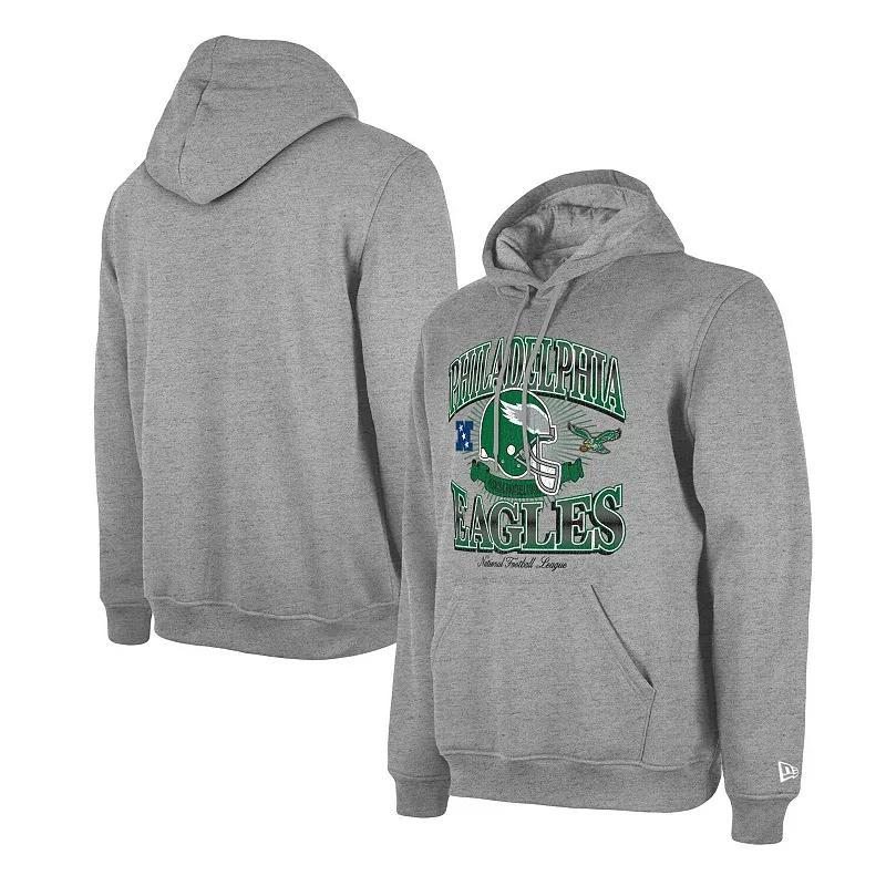 Mens New Era Heather Gray Philadelphia Eagles Retro Pullover Hoodie Product Image