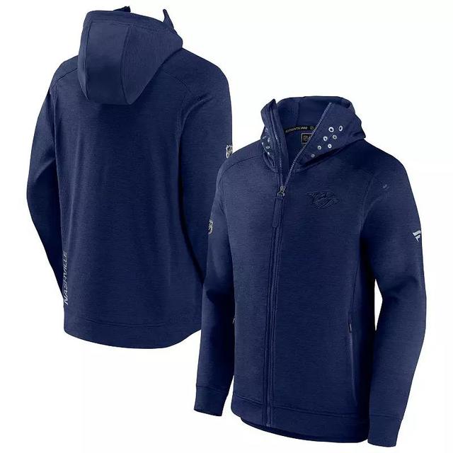 Mens Fanatics Branded Heather Navy St. Louis Blues Authentic Pro Road Tech Full-Zip Hoodie Jacket Product Image